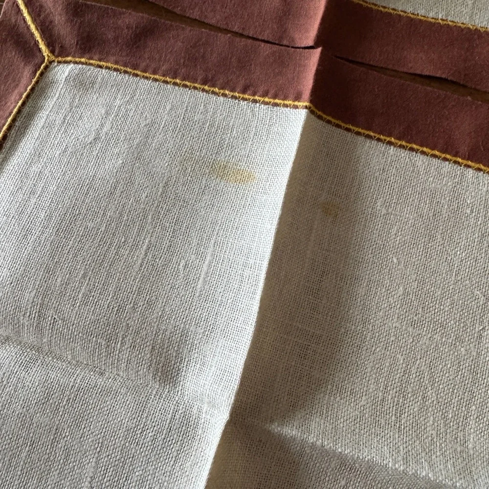 Vintage Embroidered Linen Napkin Set with Rose Floral Design Square Bistro Table